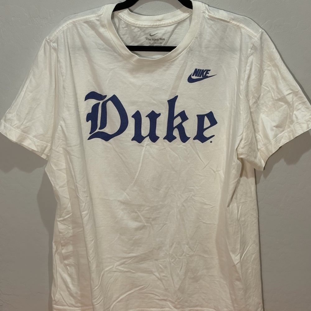 Nike White and Blue Duke Short Sleeve Tee